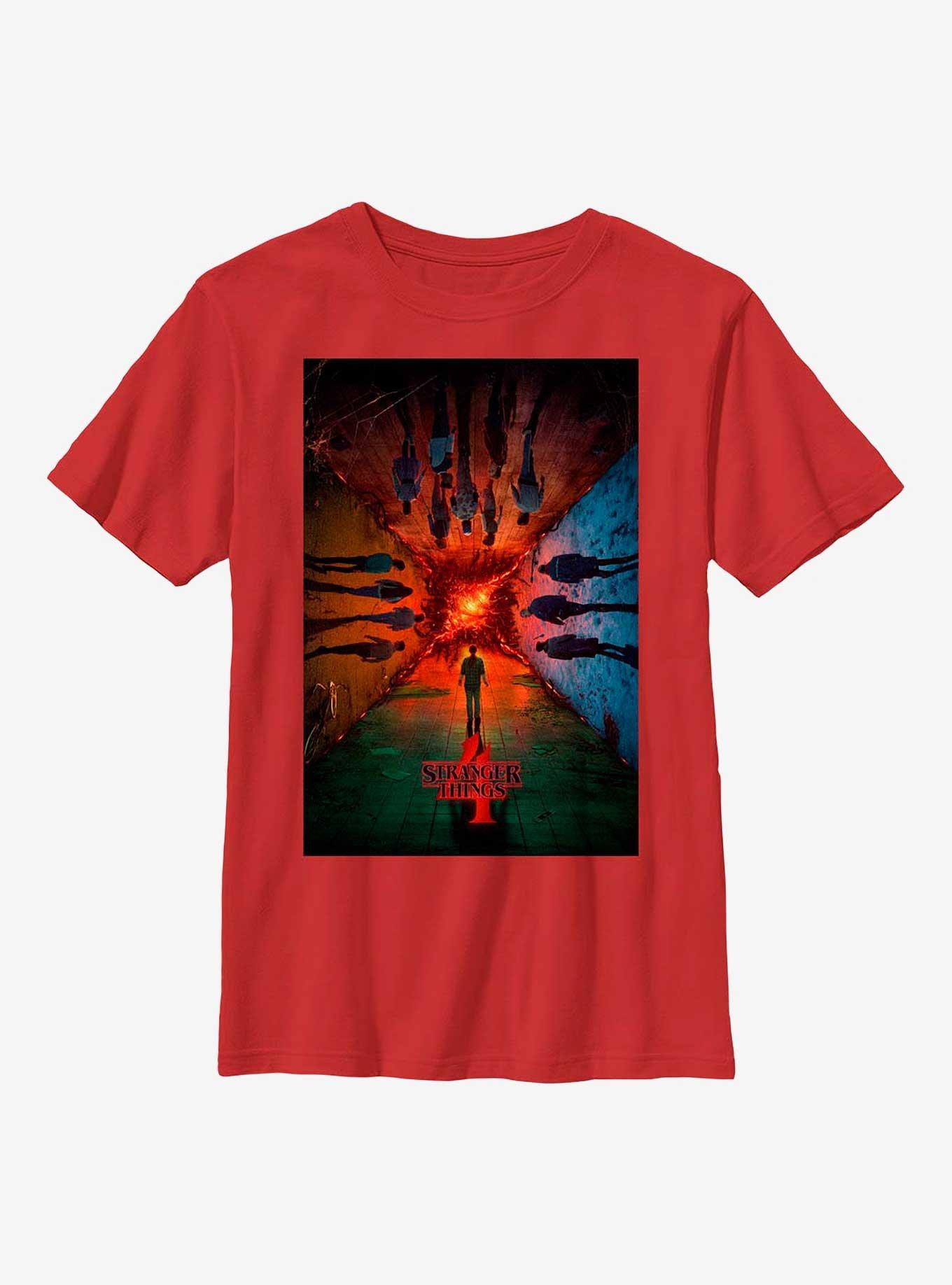 Stranger Things 4 Season Poster Youth T-Shirt, RED, hi-res