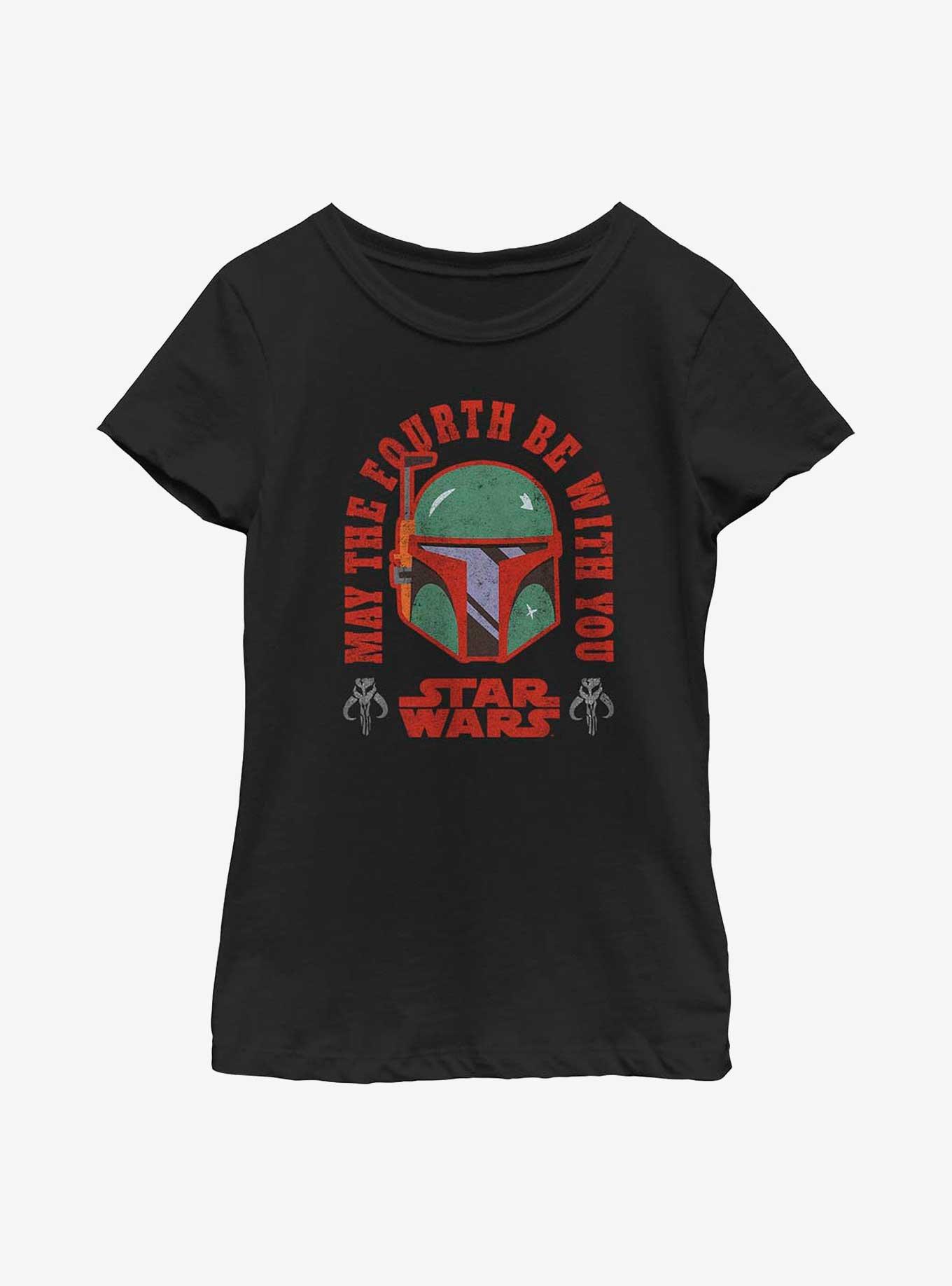 Star Wars May The Fourth Boba Fett Youth Girls T-Shirt, BLACK, hi-res