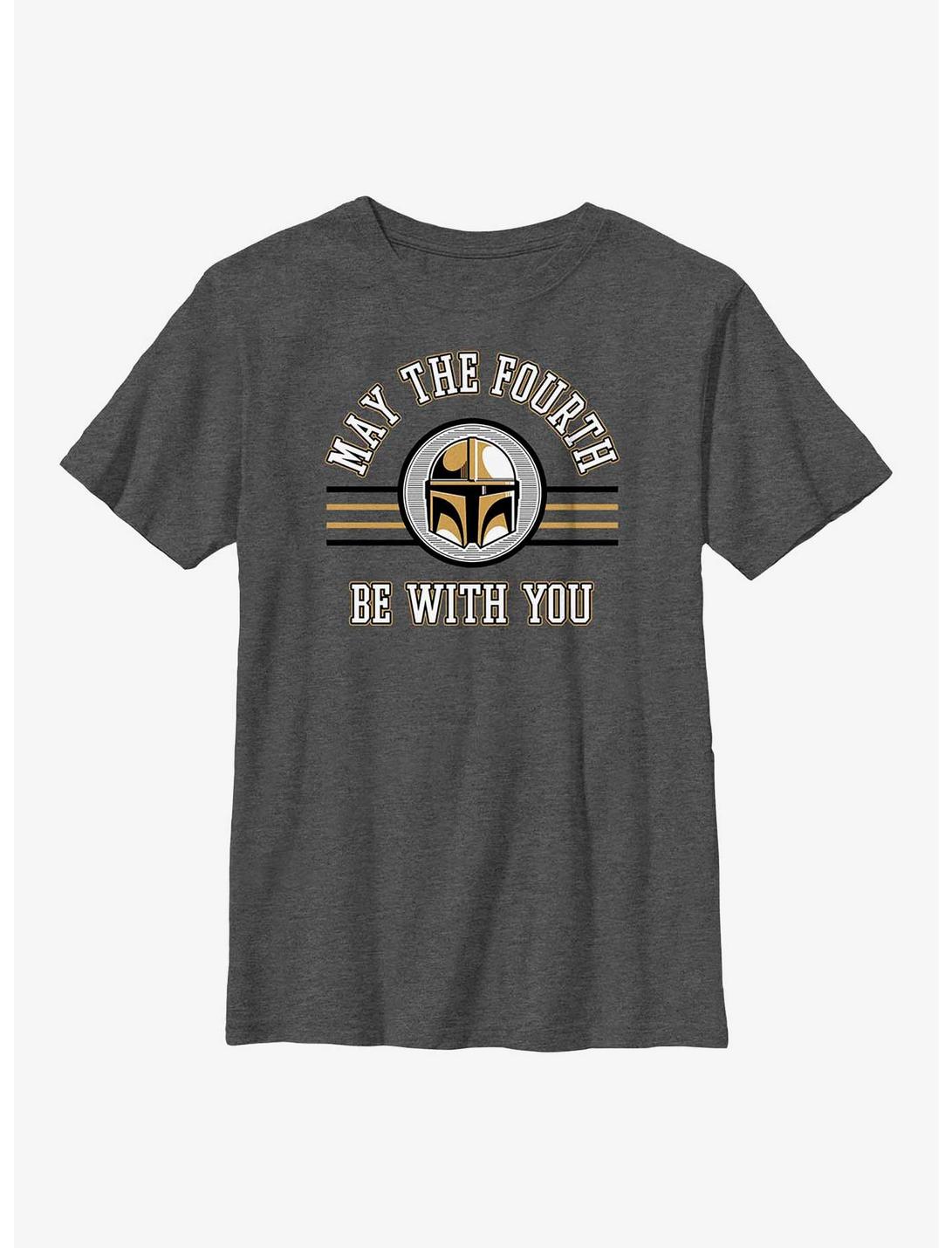 Star Wars The Mandalorian May The Fourth Collegiate Youth T-Shirt, CHAR HTR, hi-res