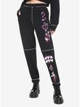 Black & Pink Emo Icons Girls Jogger Pants, BLACK, hi-res
