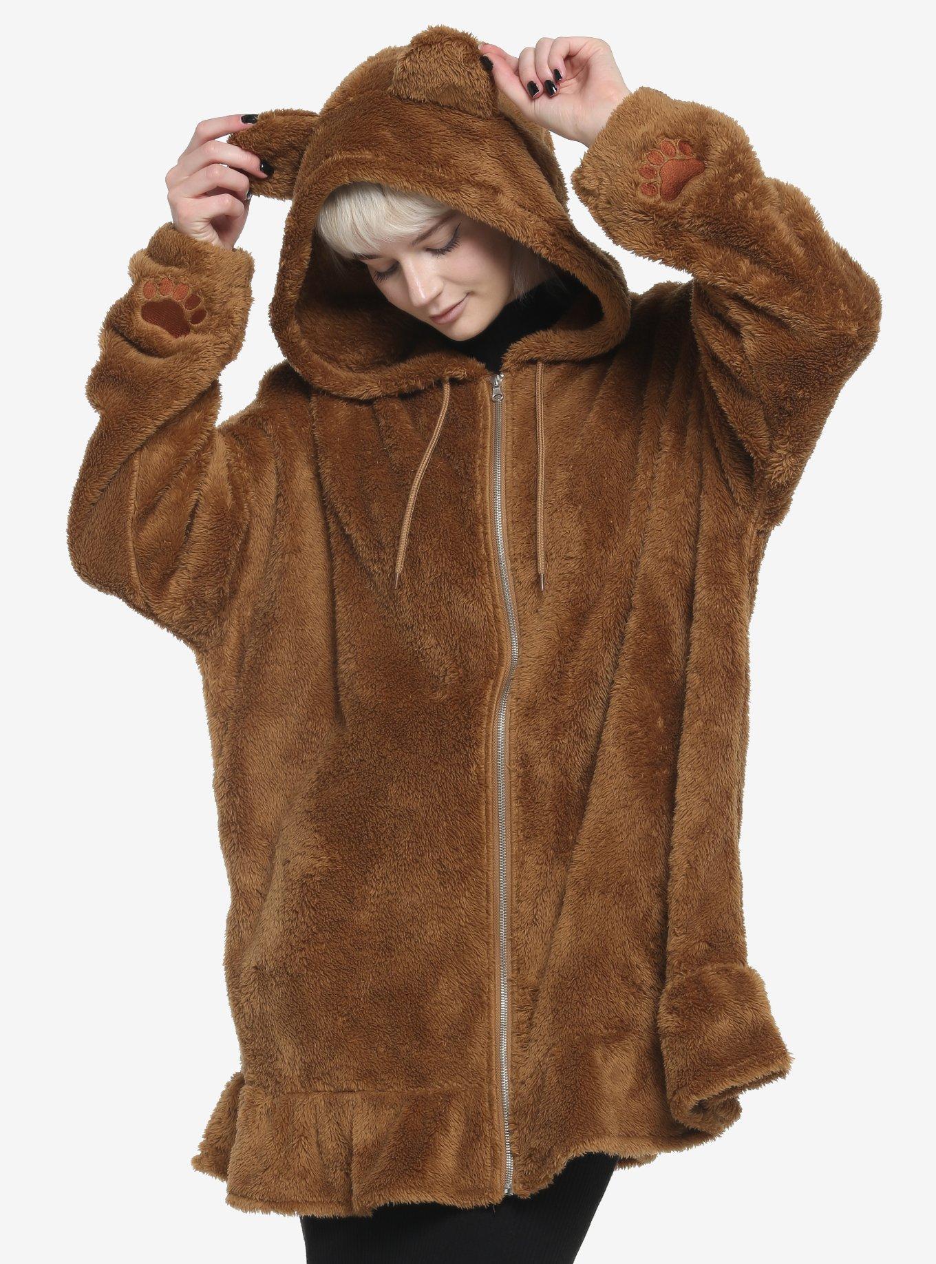 Brown Bear Fuzzy Girls Oversized Hoodie Hot Topic