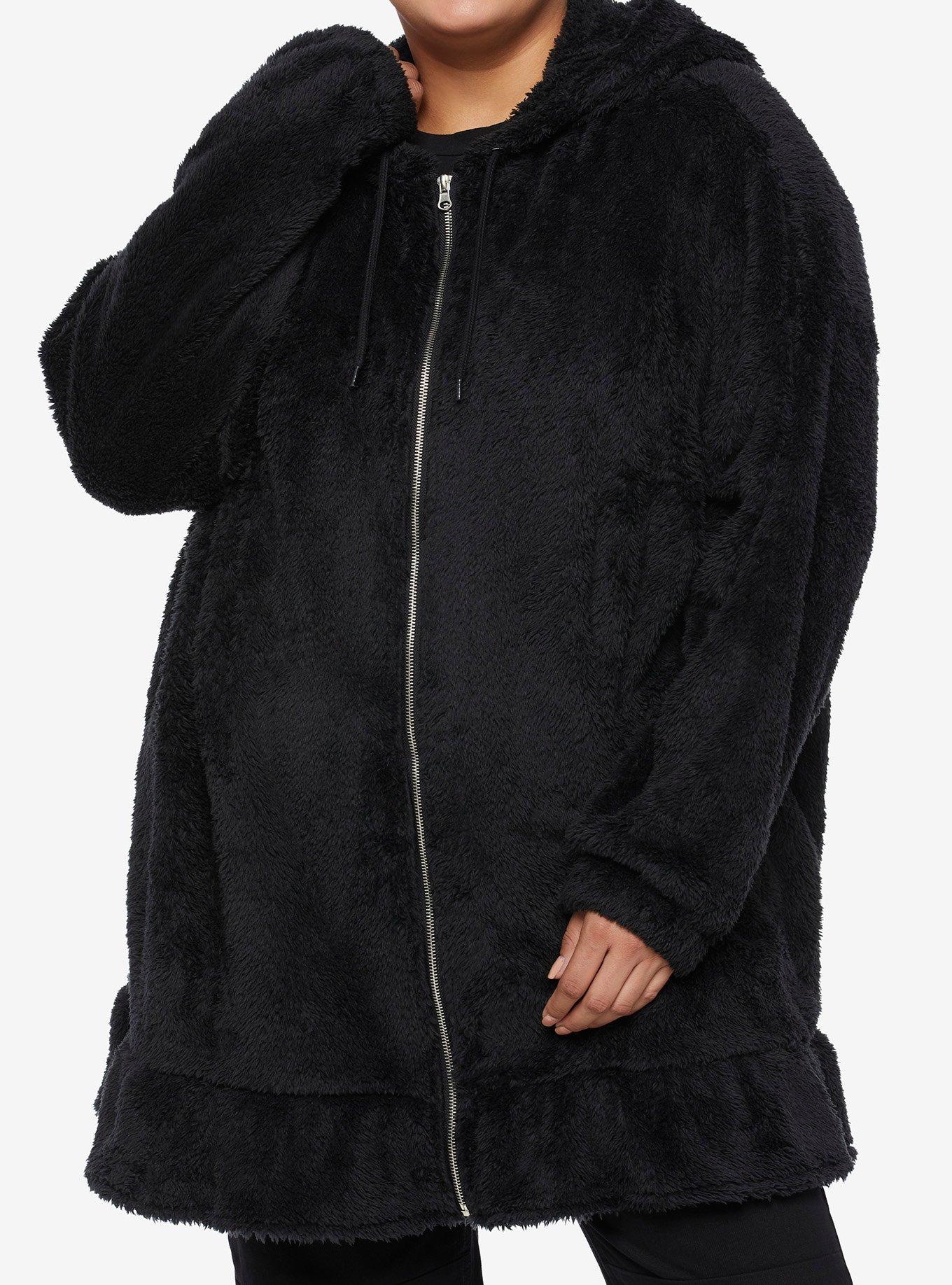 Black Cat Fuzzy Girls Oversized Hoodie Plus Size