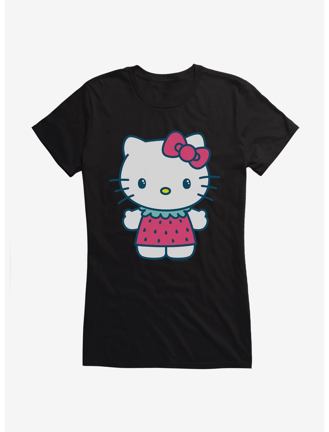 Hello Kitty Kawaii Vacation Strawberry Outfit Girls T-Shirt, BLACK, hi-res
