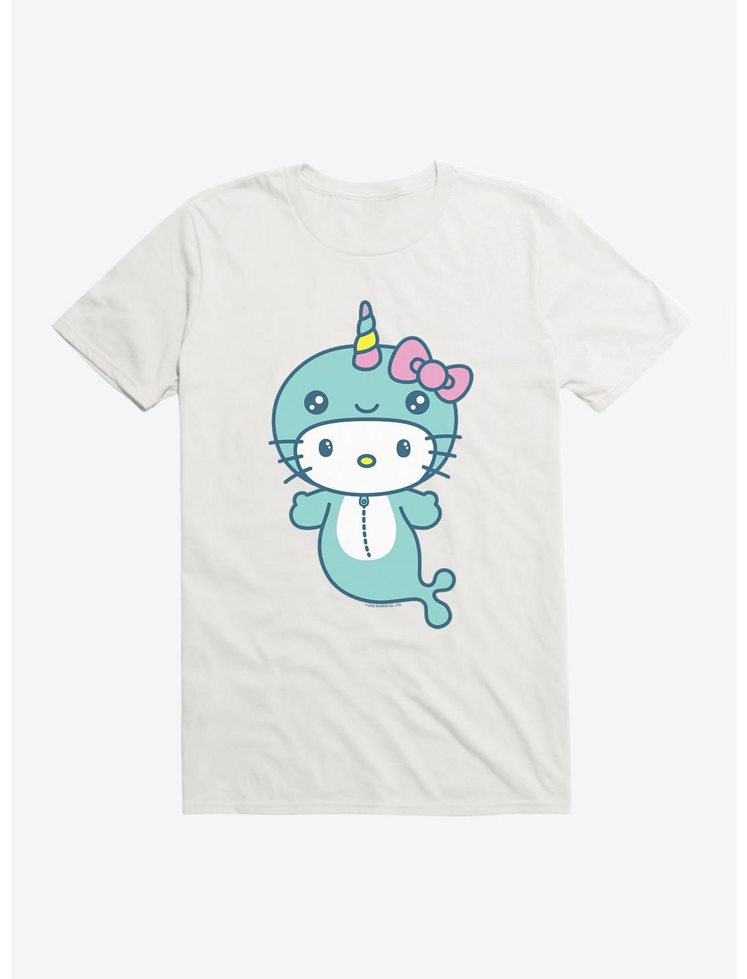 Hello Kitty Kawaii Vacation Narwhal Outfit T-Shirt, WHITE, hi-res