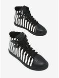 Strange Cvlt Black & White Stripe Hi-Top Sneakers, BLACK, hi-res