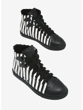 Strange Cvlt Black & White Stripe Hi-Top Sneakers, , hi-res