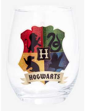 Harry Potter Colorful Hogwarts Crest Wine Glass, , hi-res