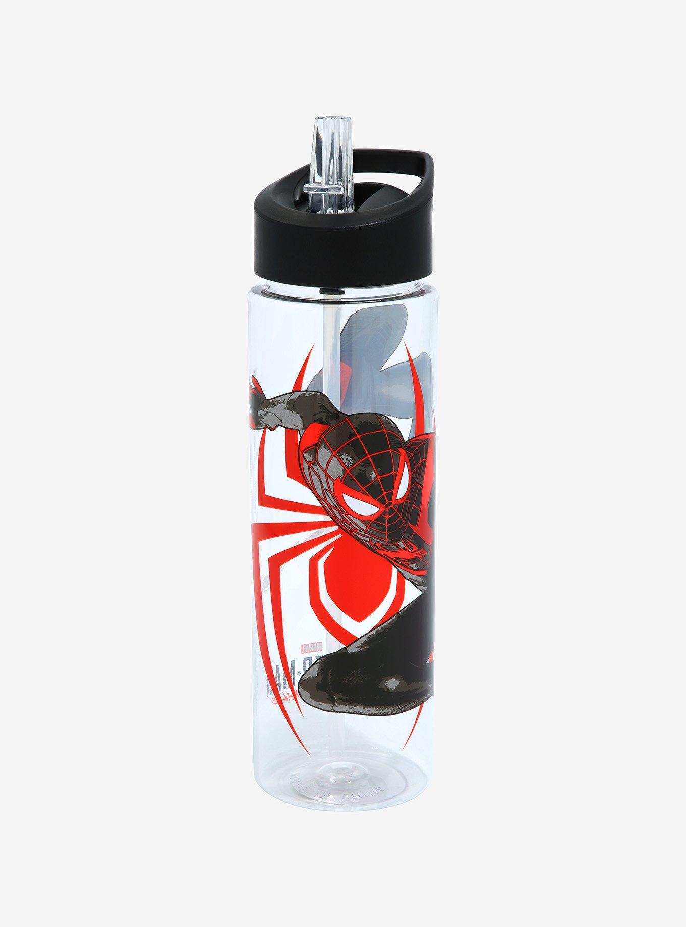 Spider-Man Miles Morales Illustrated Spider In Web Stainless Steel Water  Bottle