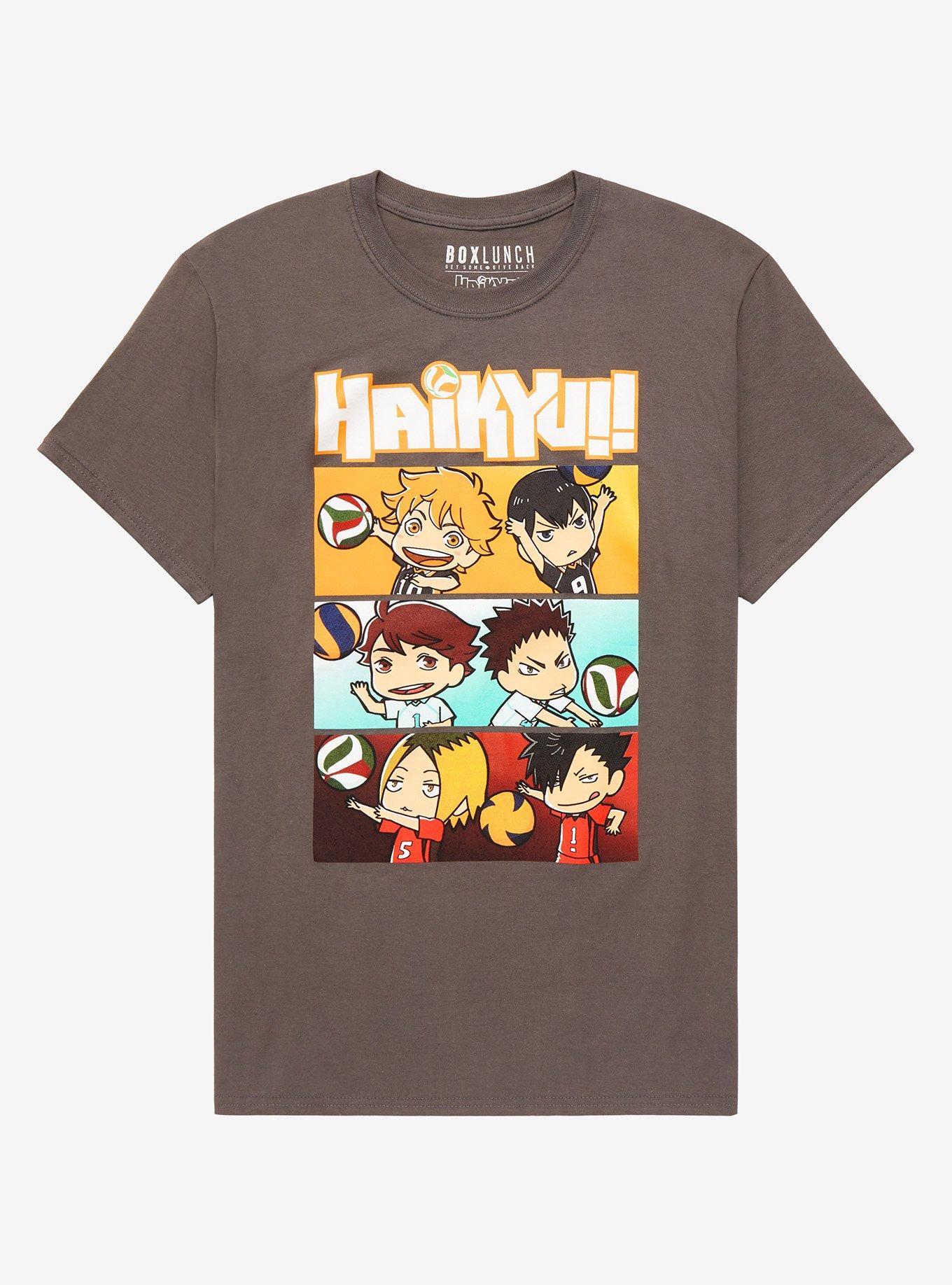 Haikyu!! Chibi Team Panel Portraits Women's T-Shirt - BoxLunch Exclusive, CHARCOAL, hi-res