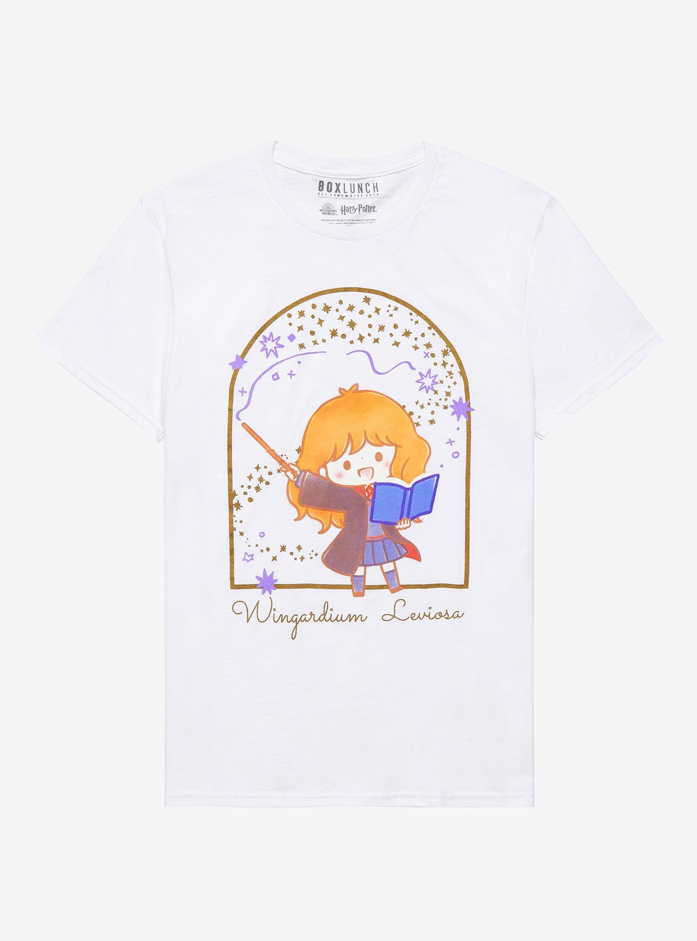 Harry Potter Chibi Hermione Wingardium Leviosa Women&rsquo;s T-Shirt - BoxLunch Exclusive , OFF WHITE, hi-res