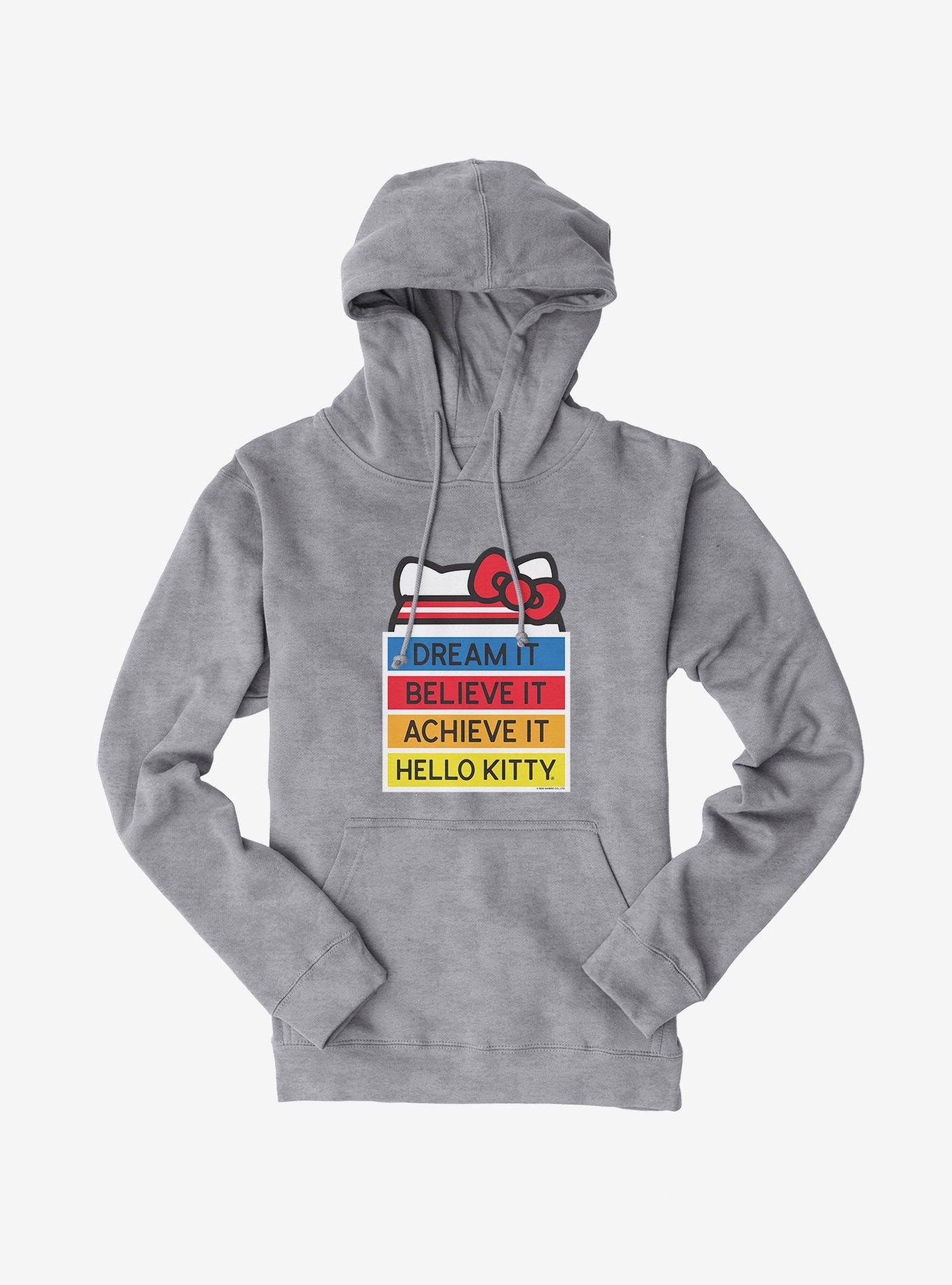 Hello Kitty Dream It Believe It Achieve It Hoodie, HEATHER GREY, hi-res