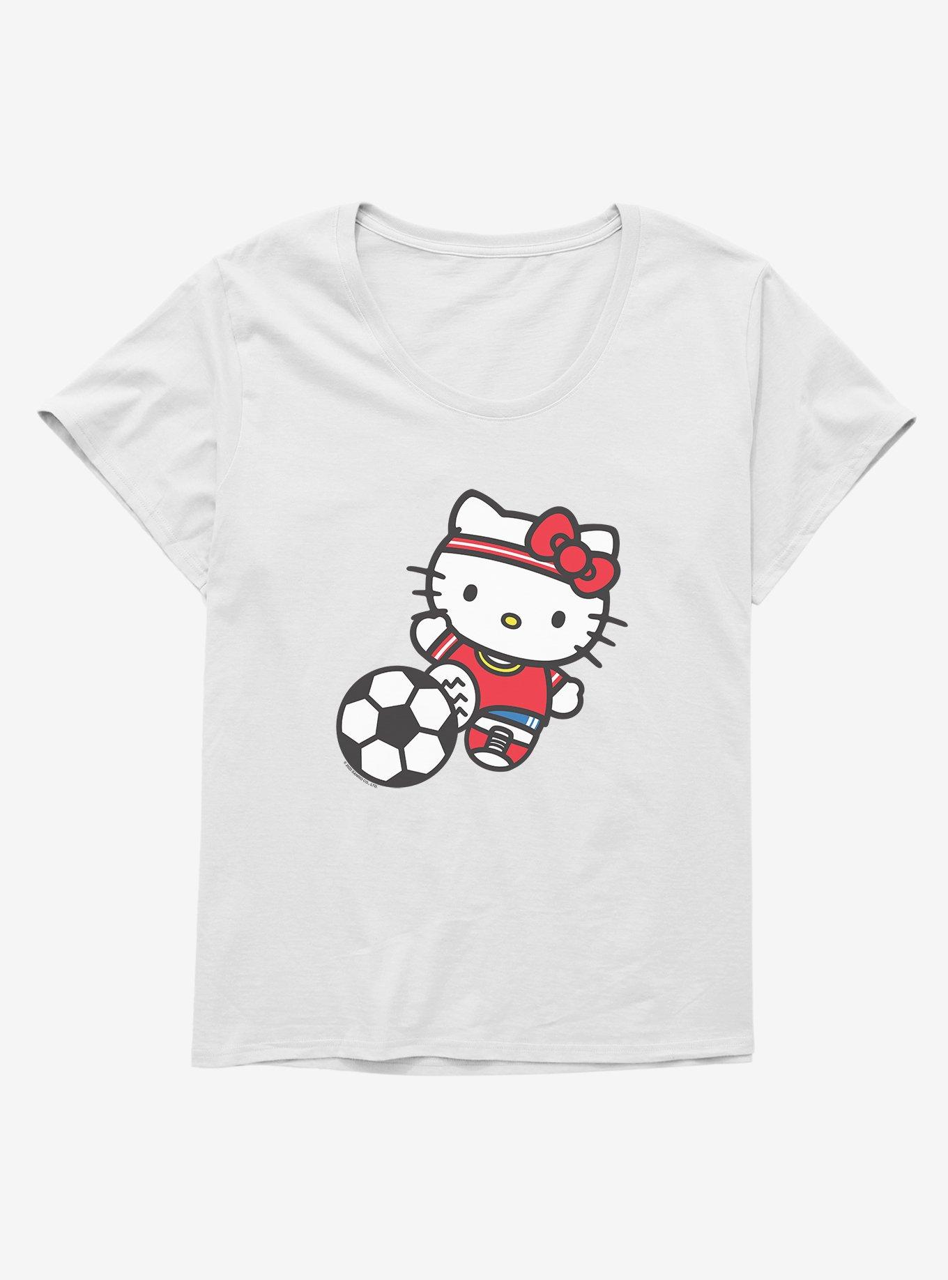 Hello Kitty Soccer Kick Girls T-Shirt Plus Size, WHITE, hi-res