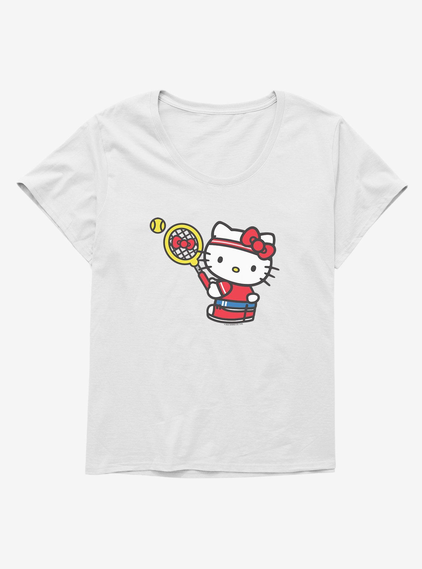 Hello Kitty Tennis Serve Girls T-Shirt Plus Size, WHITE, hi-res