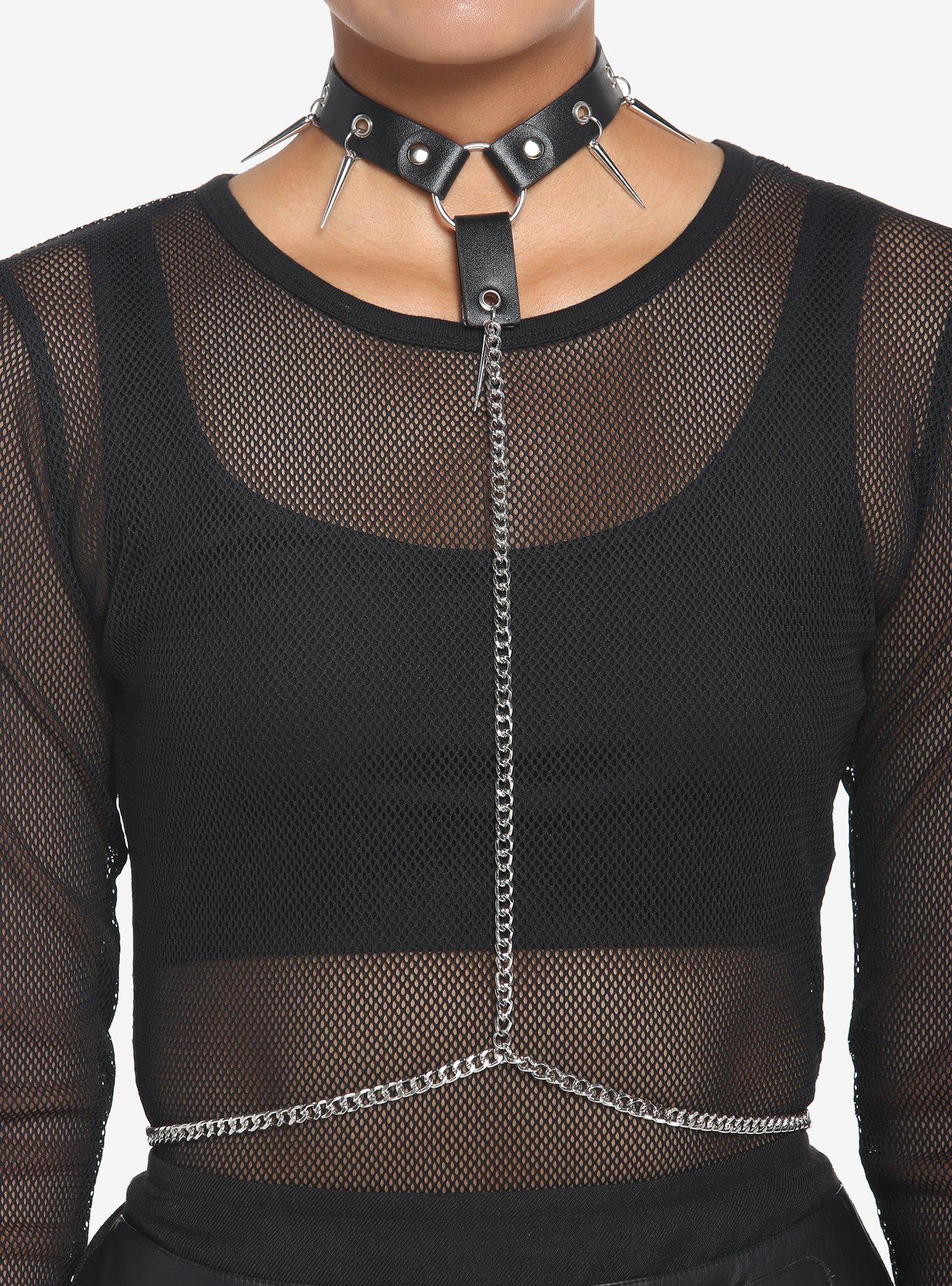 Spikes & Chains Choker Harness, , hi-res