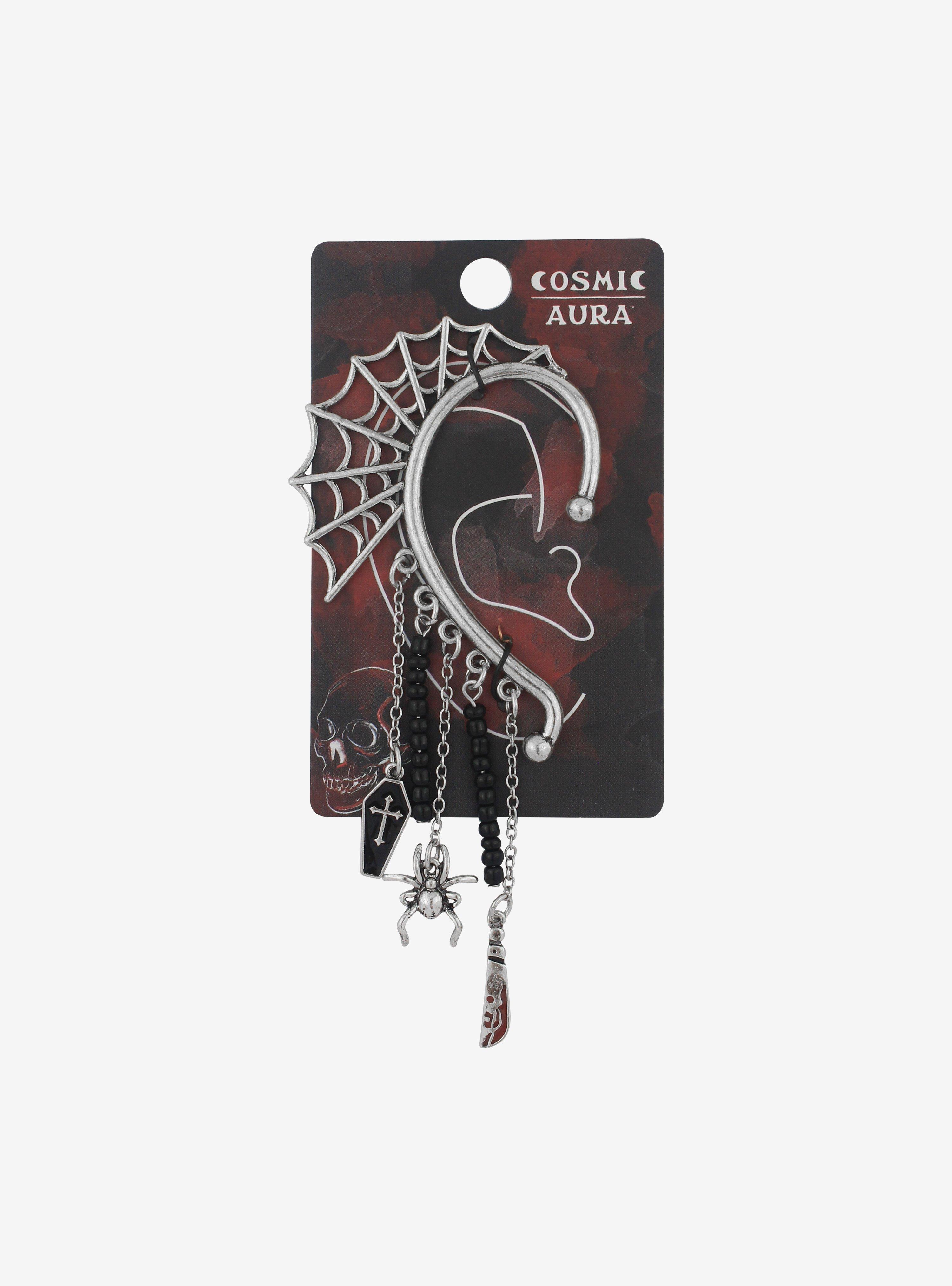 Spiderweb Coffin Knife Ear Cuff, , hi-res