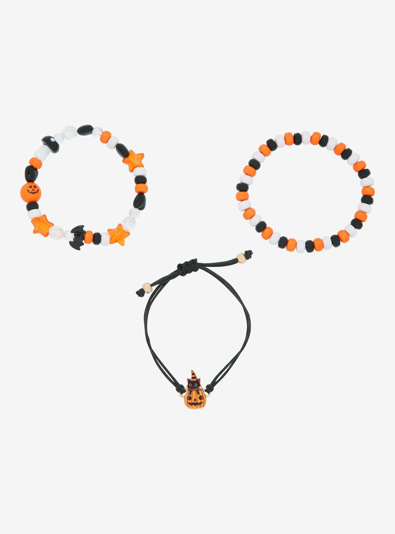Halloween Cat Cord Beaded Bracelet Set, , hi-res