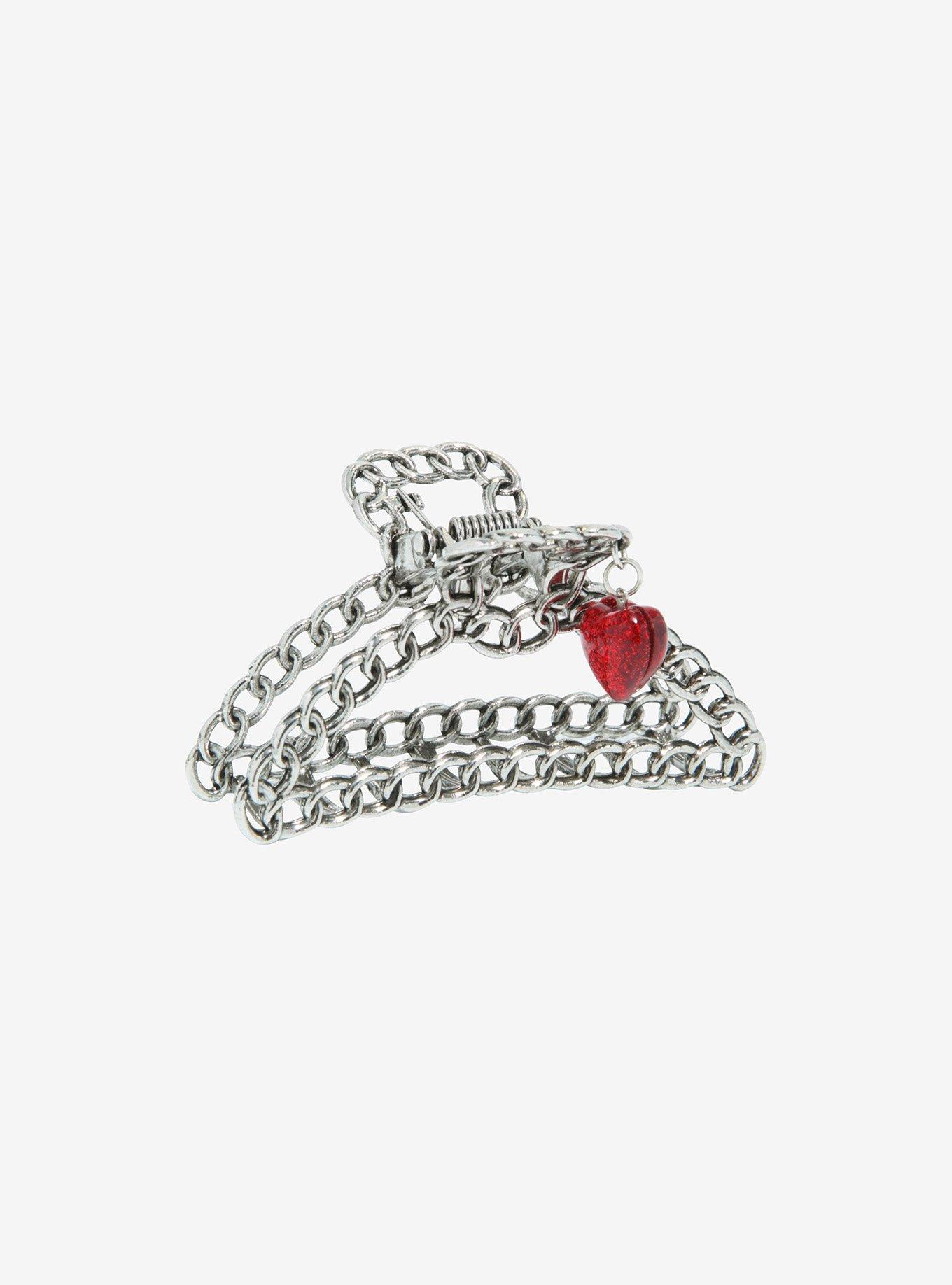Chain Heart Claw Hair Clip, , hi-res