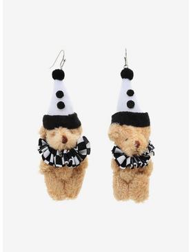 Jester Teddy Bear Fuzzy Figural Earrings, , hi-res