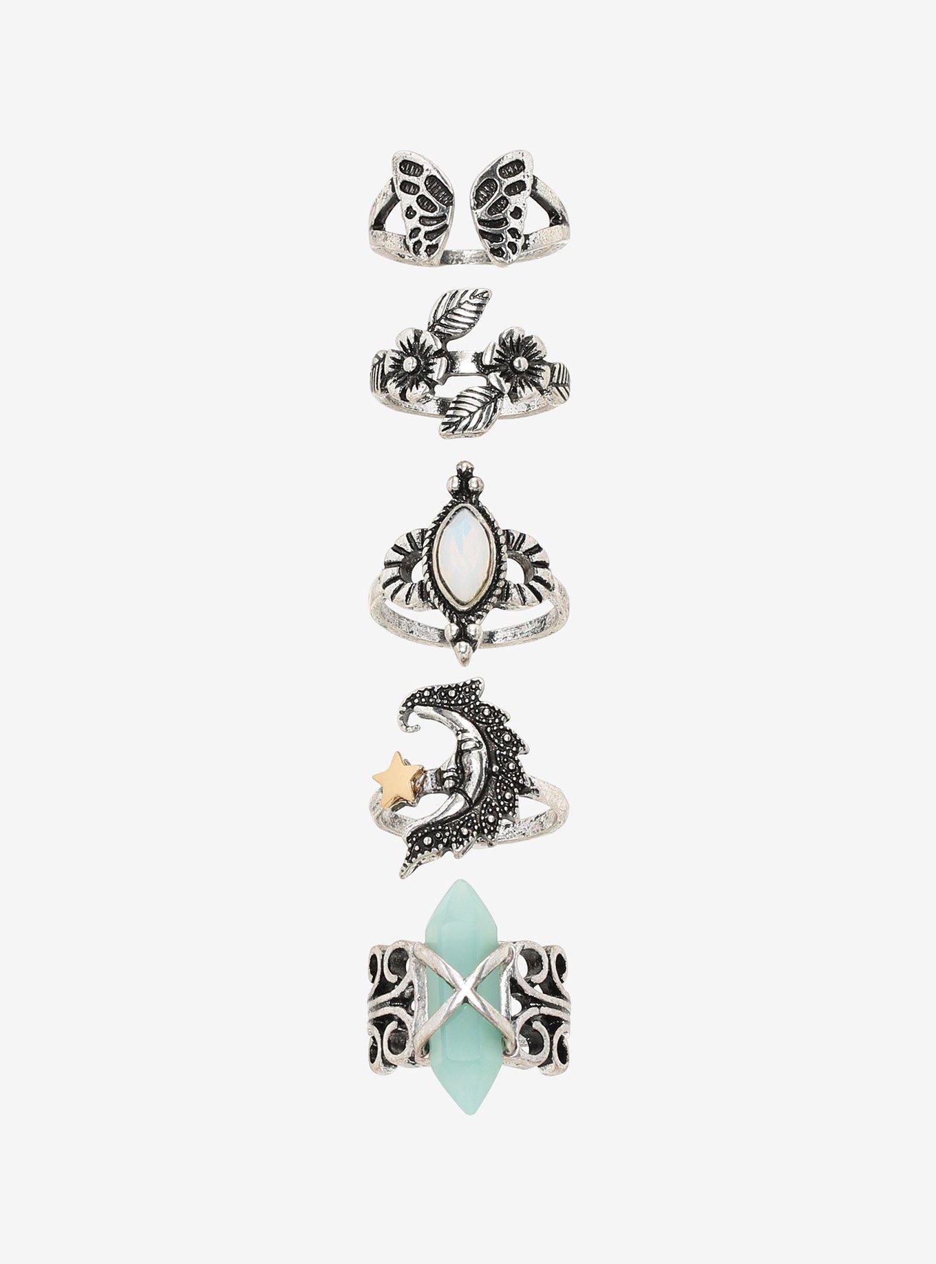 Crystal Butterfly Filigree Ring Set, , hi-res