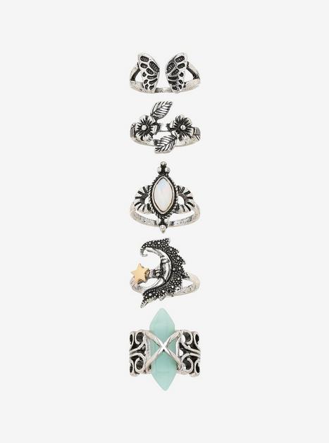 Crystal Butterfly Filigree Ring Set | Hot Topic