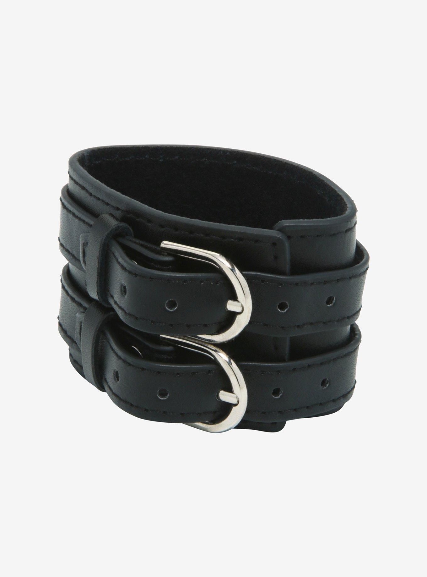 Dual Buckle Leather Cuff Bracelet, , hi-res