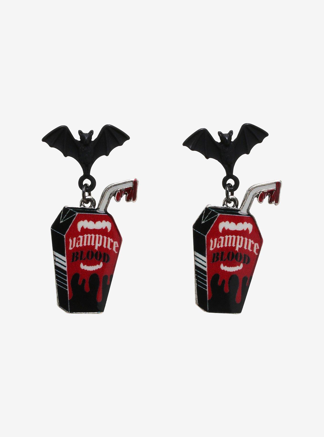 Vampire Blood Bat Drop Earrings, , hi-res