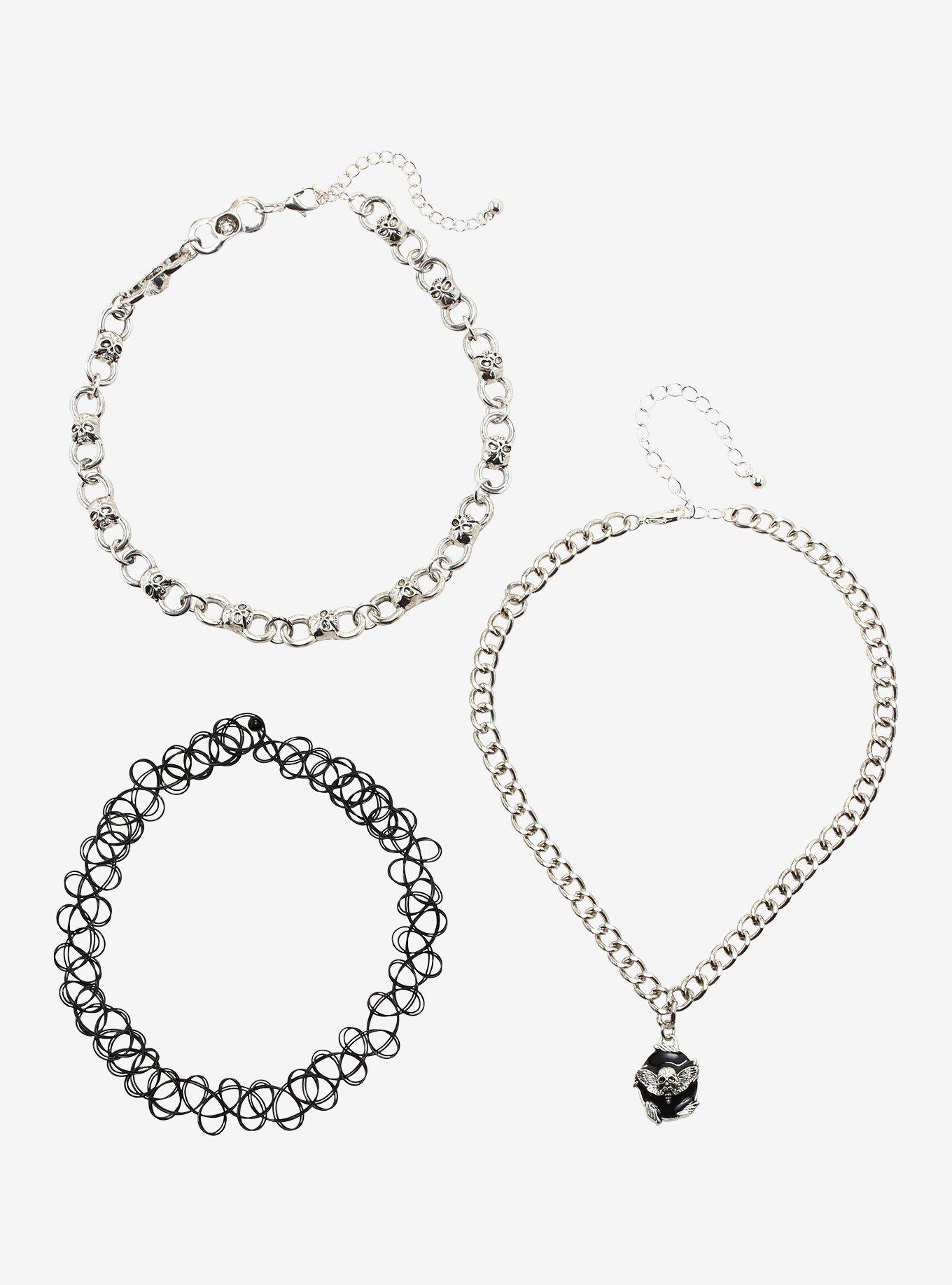 Cameo Skull Chain Choker Set, , hi-res