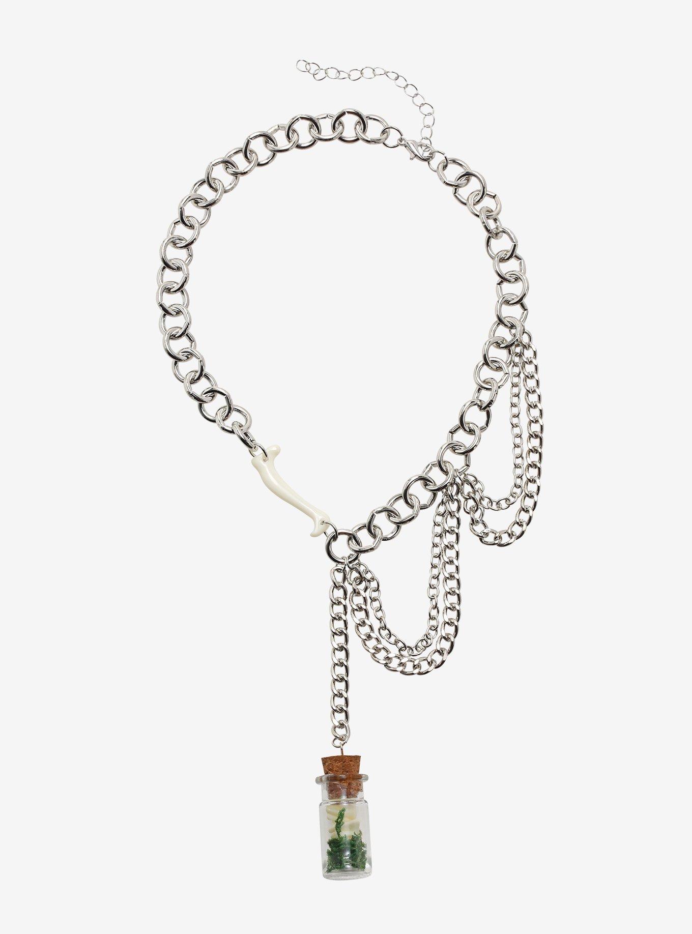 Bone Capsule Layered Chunky Chain Necklace, , hi-res