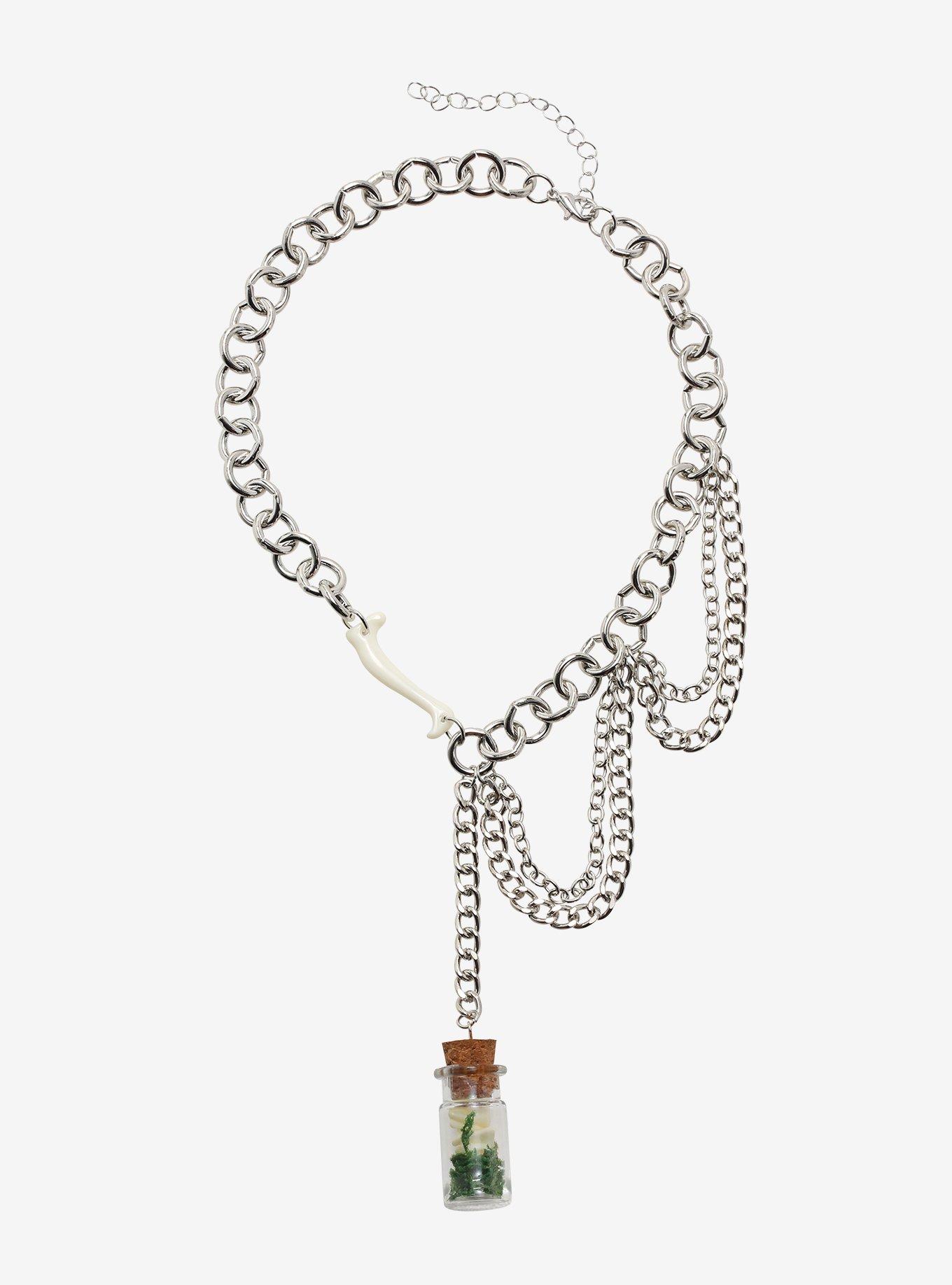 Bone Capsule Layered Chunky Chain Necklace Hot Topic