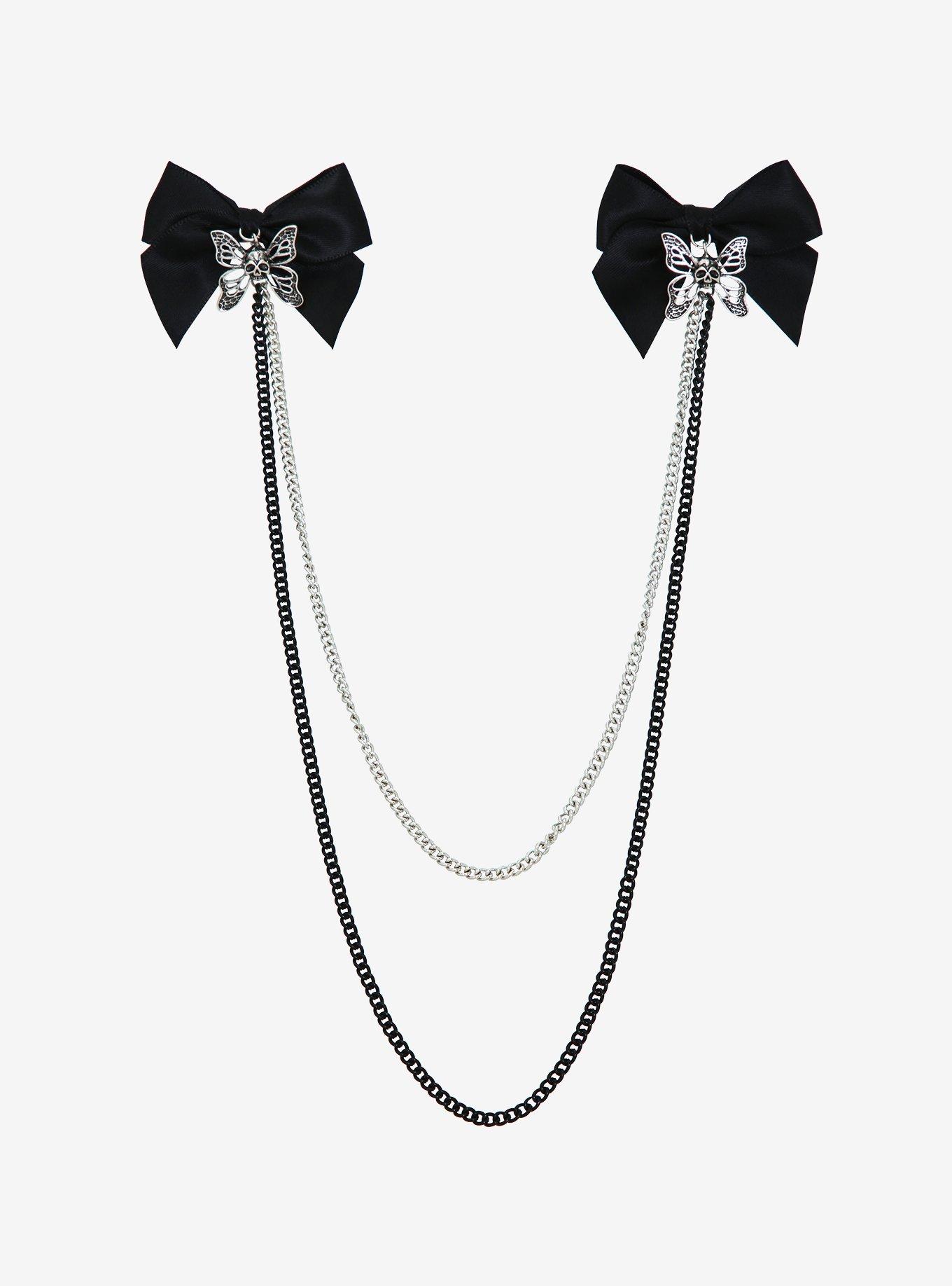 Butterfly Skull Chain Hair Bow Set Hot Topic