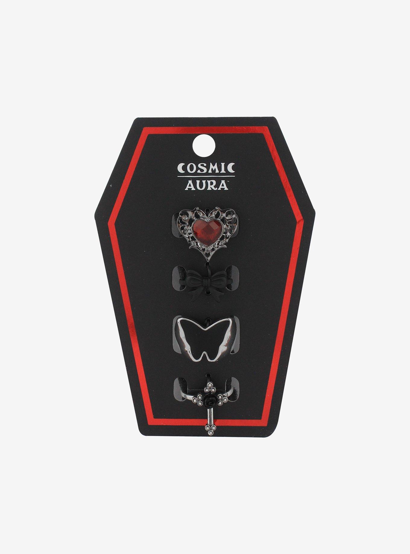 Gothic Cross Heart Ring Set, , hi-res