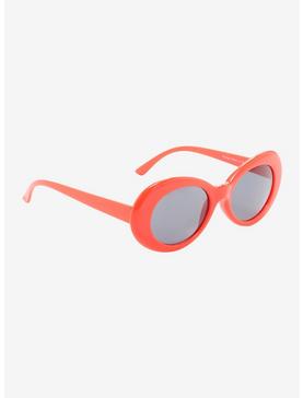 Red Oval Retro Sunglasses, , hi-res