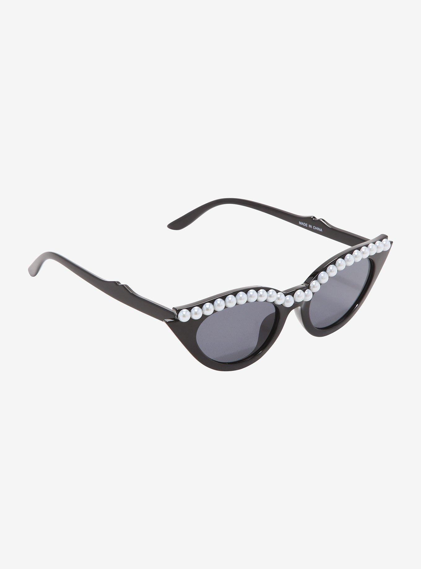 Pearl Rhinestone Cat Eye Sunglasses, , hi-res
