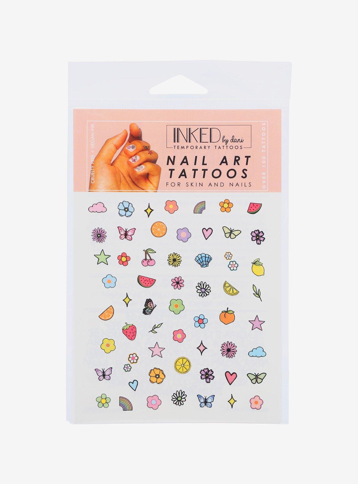 Inked By Dani Floral Fruit Nail Art Tattoos, , hi-res