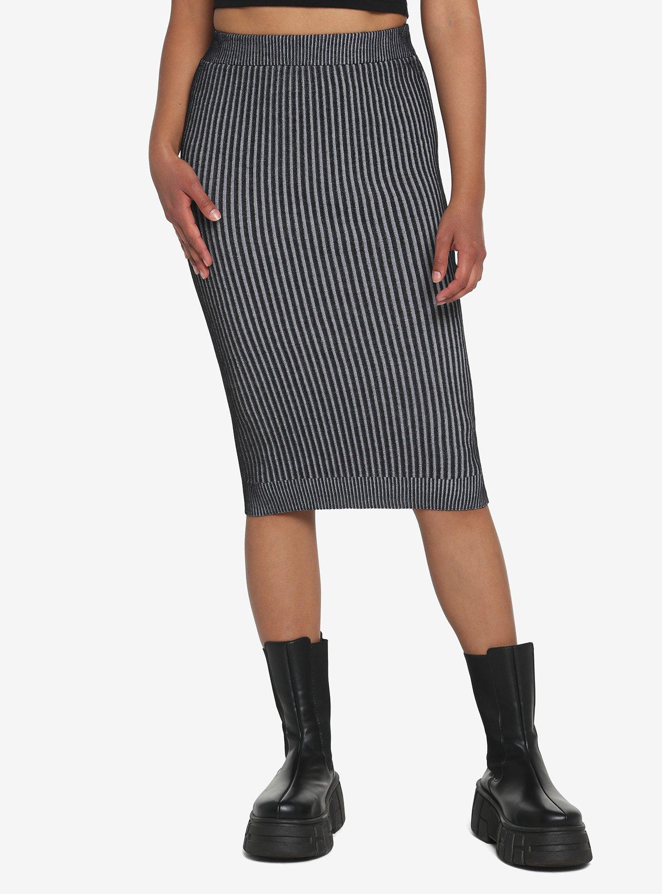 Black Ribbed Midi Skirt | Hot Topic