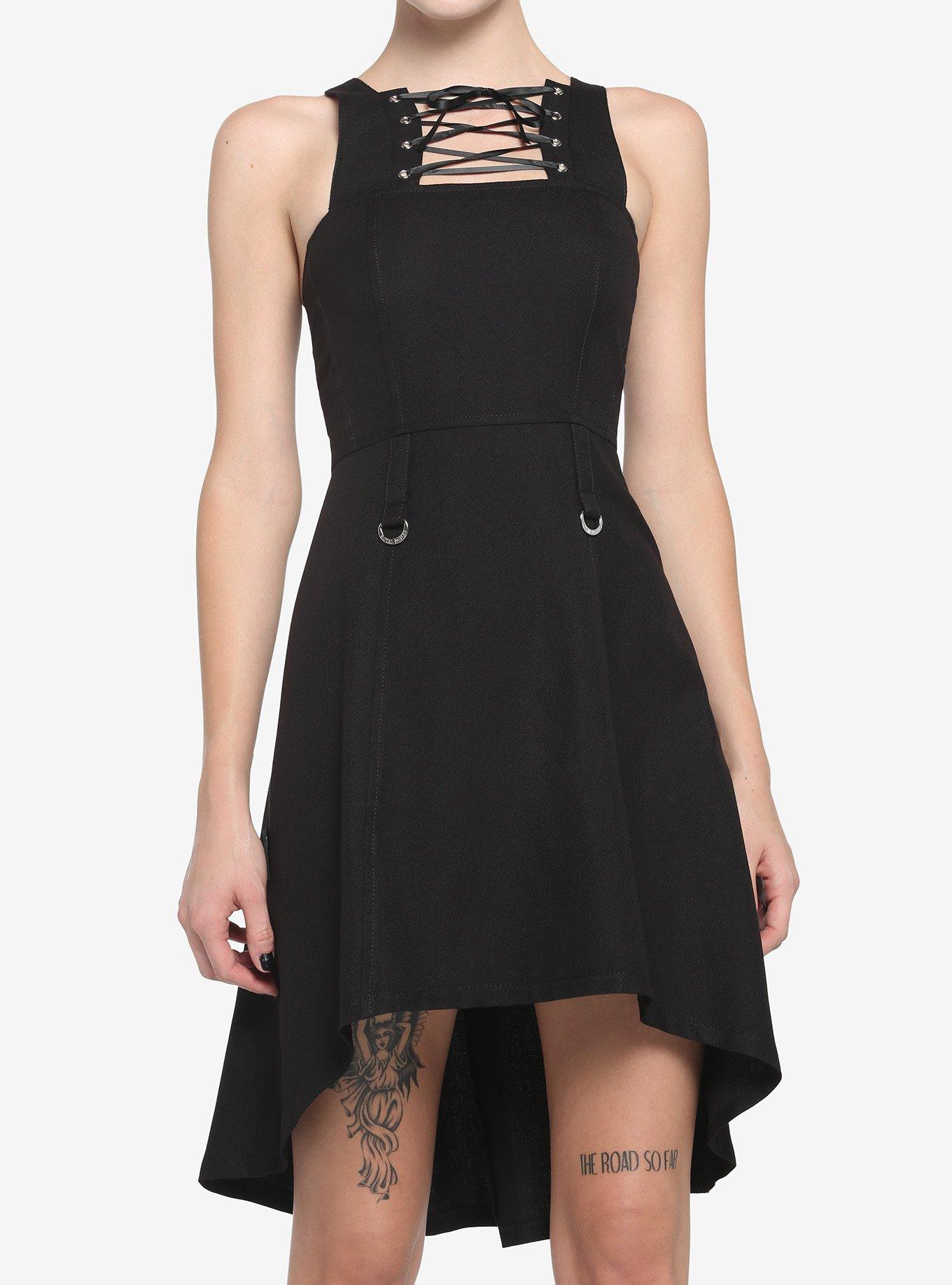 Royal Bones By Tripp Lace-Up Hi-Low Dress, BLACK, hi-res
