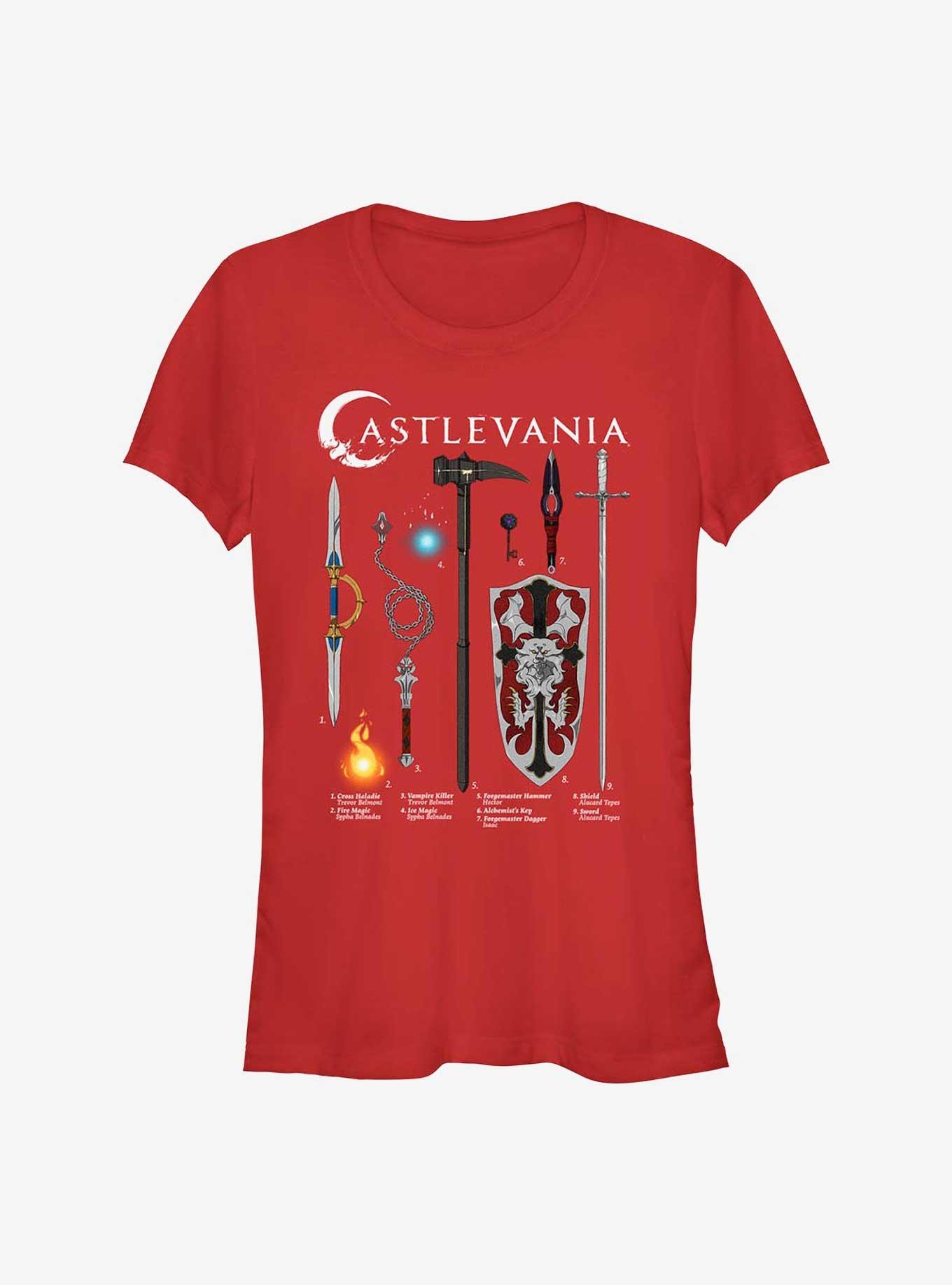 Castlevania Weapons Infographic Girls T-Shirt, , hi-res