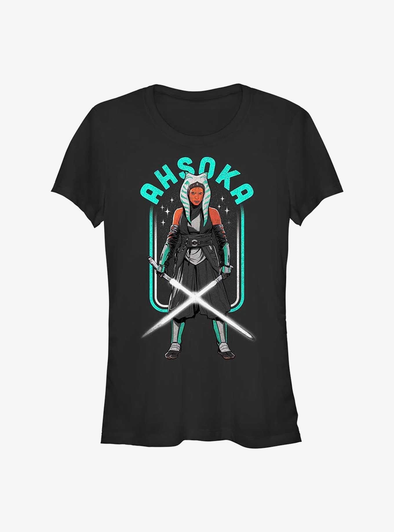 Star Wars The Mandalorian Ahsoka White Lightsabers Girls T-Shirt, BLACK, hi-res