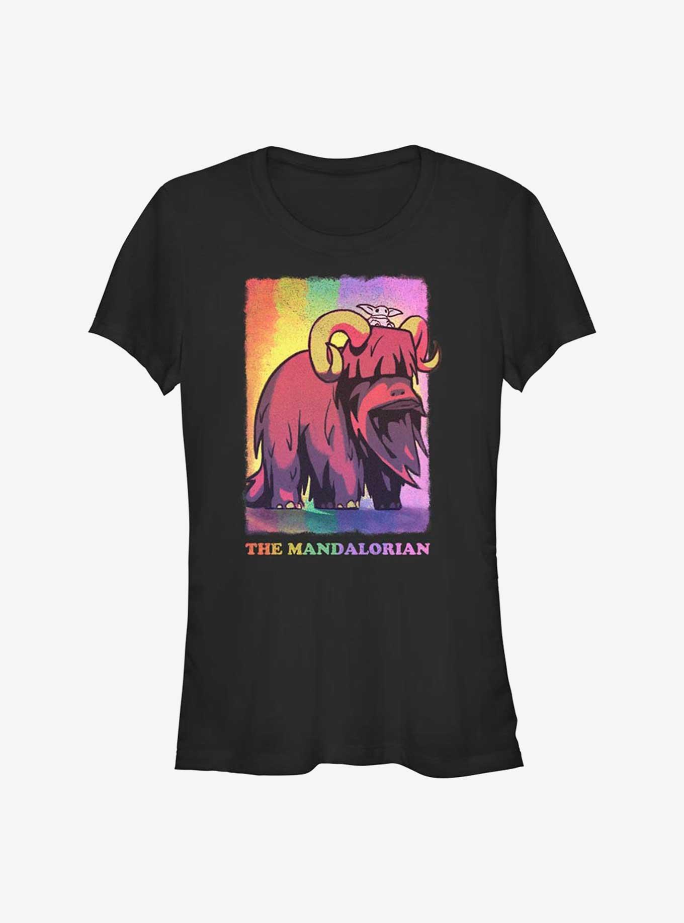 Star Wars The Mandalorian Bantha Ride Pride Girls T-Shirt, BLACK, hi-res