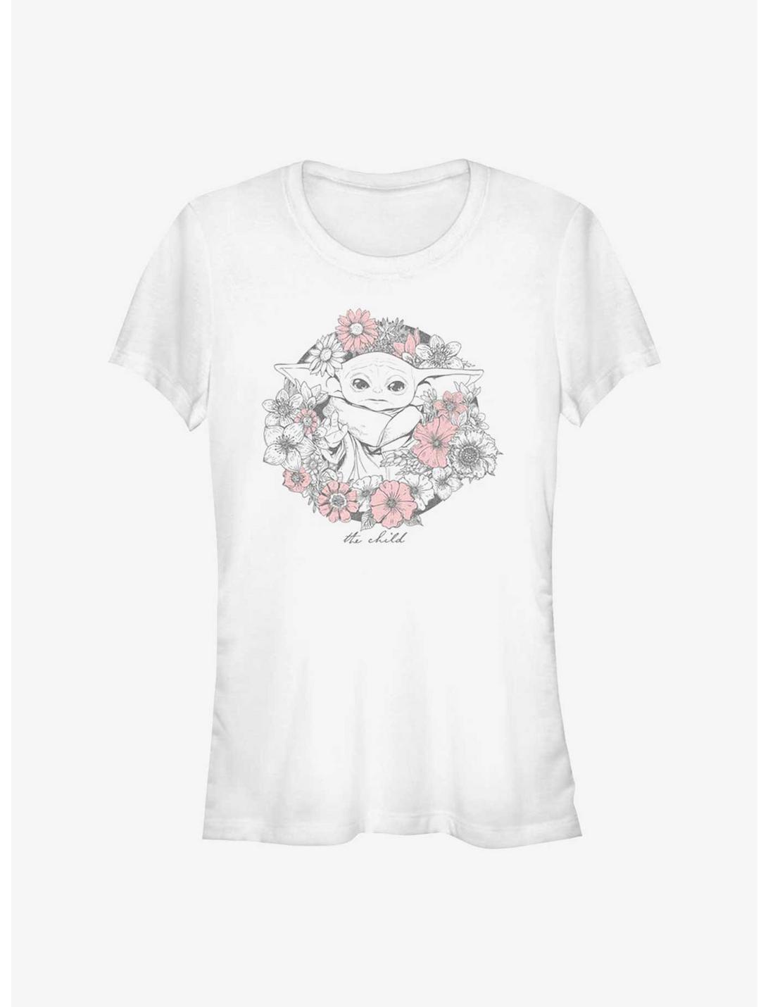 Star Wars The Mandalorian The Child Floral Girls T-Shirt, WHITE, hi-res