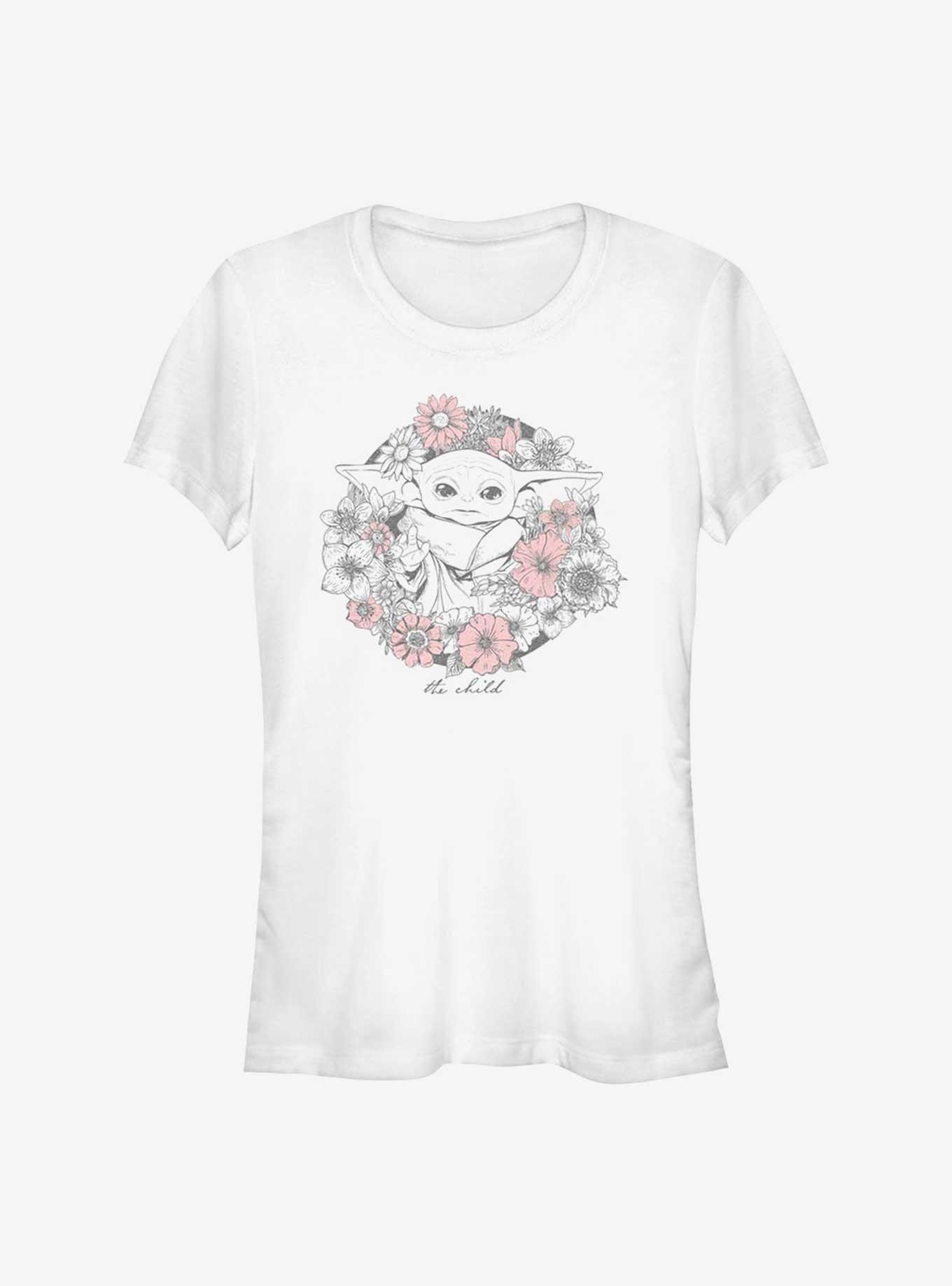 Star Wars The Mandalorian The Child Floral Girls T-Shirt, WHITE, hi-res