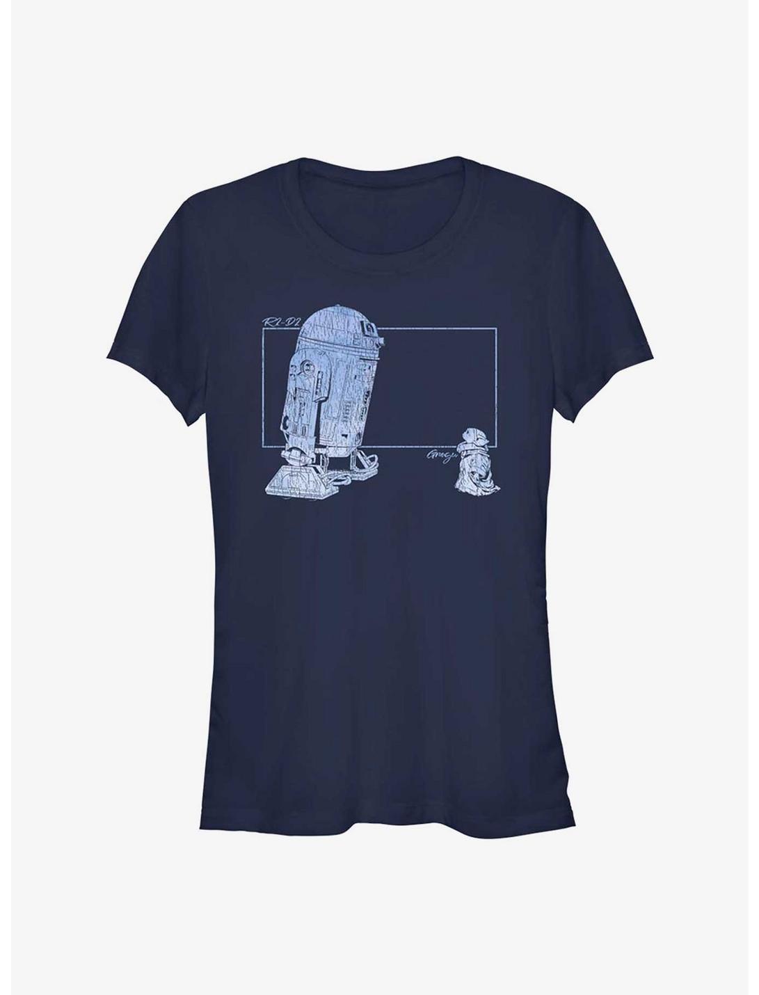 Star Wars The Mandalorian Grogu and R2-D2 Girls T-Shirt, NAVY, hi-res