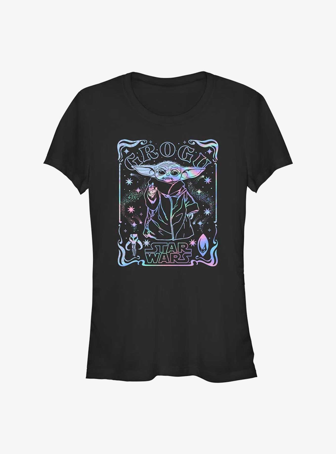 Star Wars The Mandalorian Grogu Holographic Girls T-Shirt, BLACK, hi-res