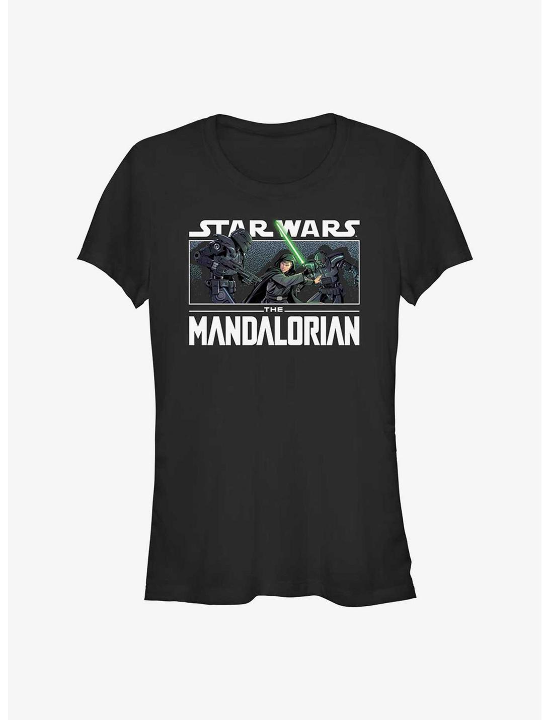 Star Wars The Mandalorian Luke Skywalker vs Dark Troopers Girls T-Shirt, BLACK, hi-res