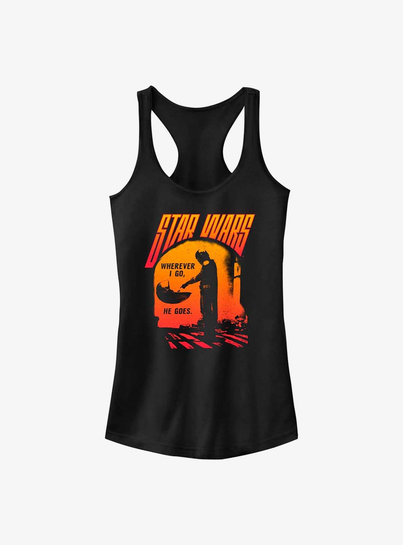 Star Wars The Mandalorian He Goes Girls Tank, BLACK, hi-res