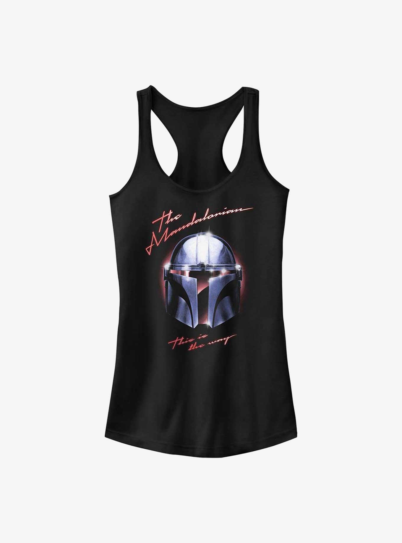 Star Wars The Mandalorian Helmet Chrome Girls Tank, BLACK, hi-res