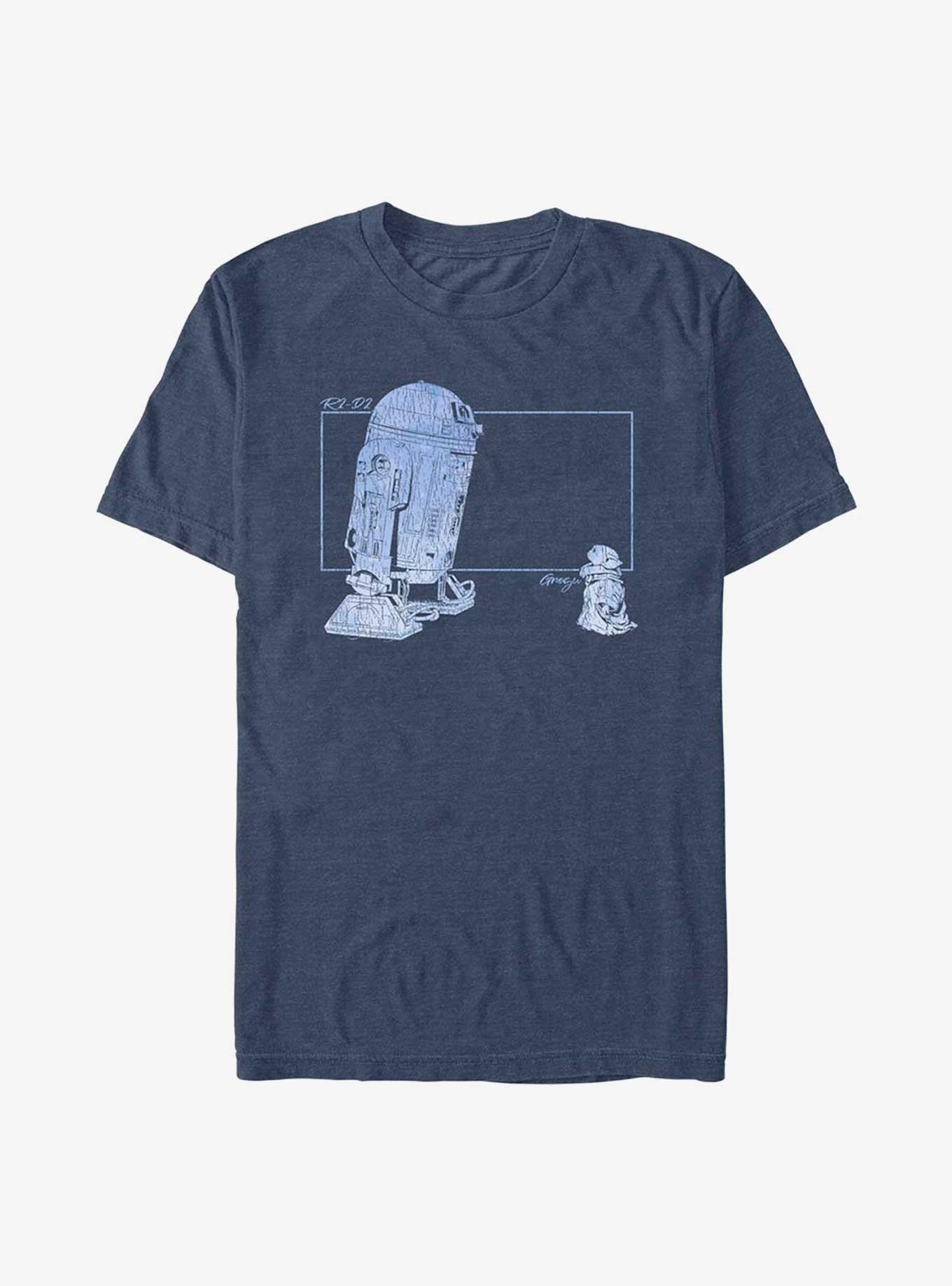 Star Wars The Mandalorian Grogu and R2-D2 T-Shirt, NAVY HTR, hi-res