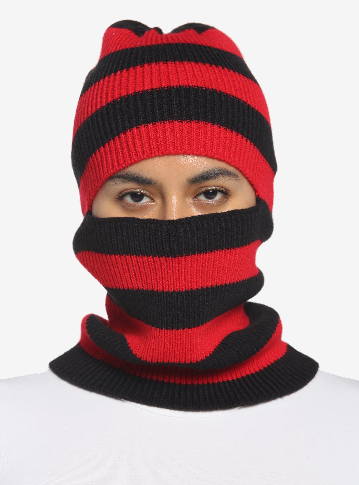 Black & Red Stripe Balaclava, , hi-res