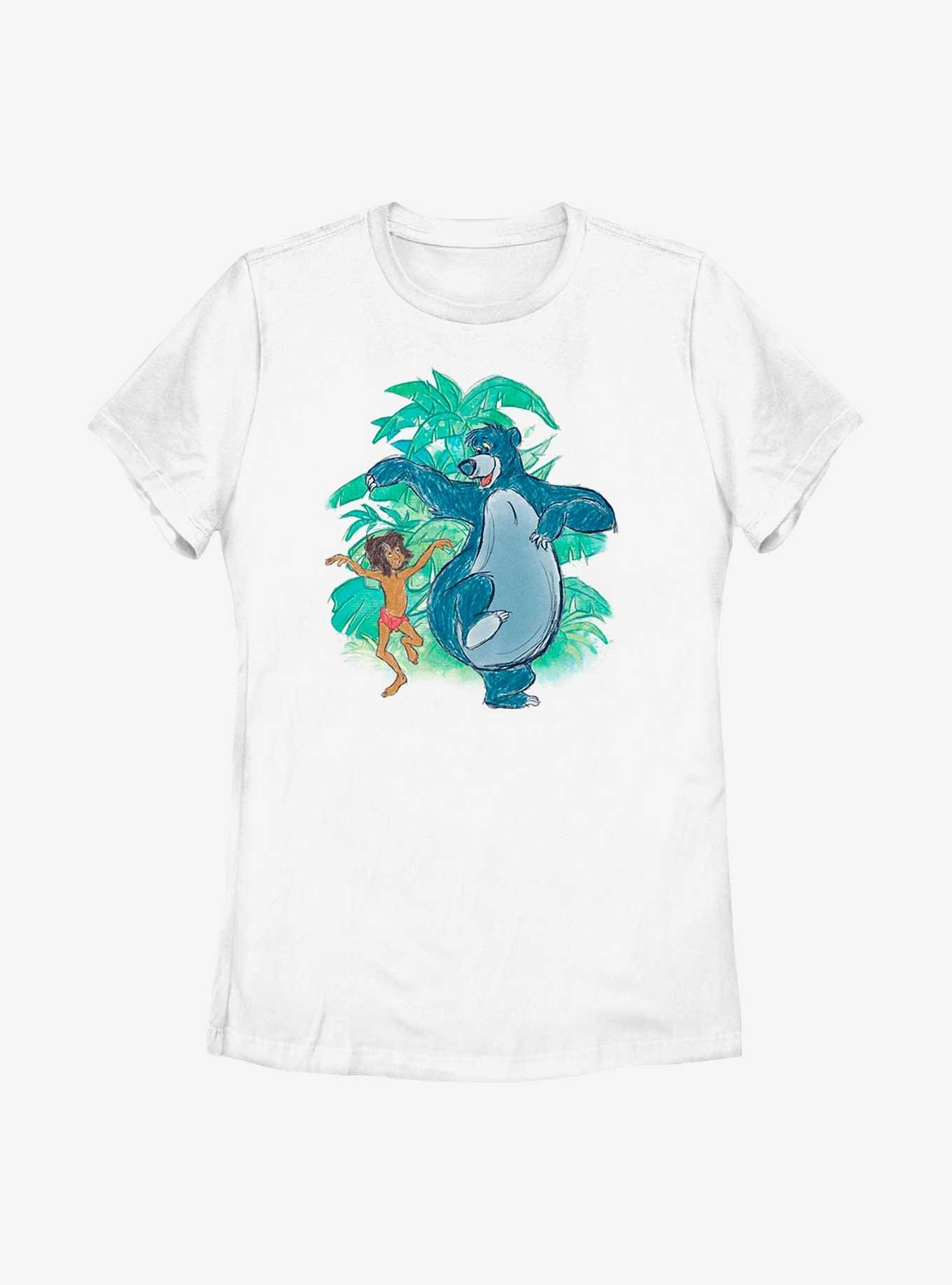 Disney The Jungle Book Sketch Bear Necessities Womens T-Shirt, WHITE, hi-res