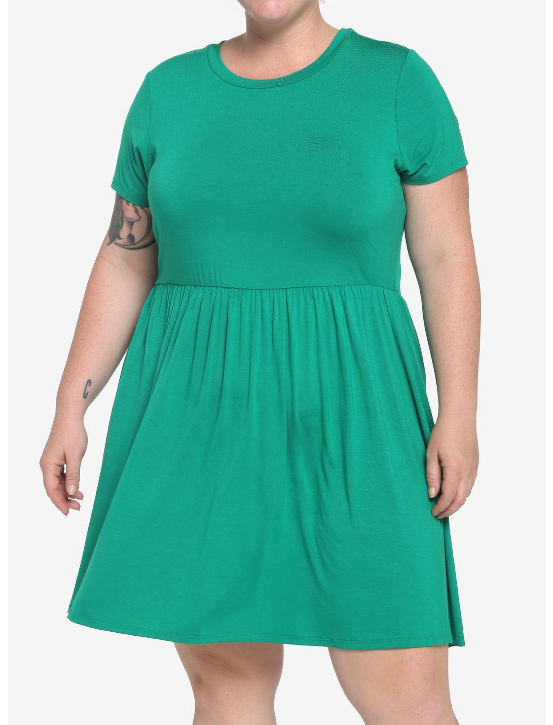 Green Skater Dress Plus Size, GREEN, hi-res